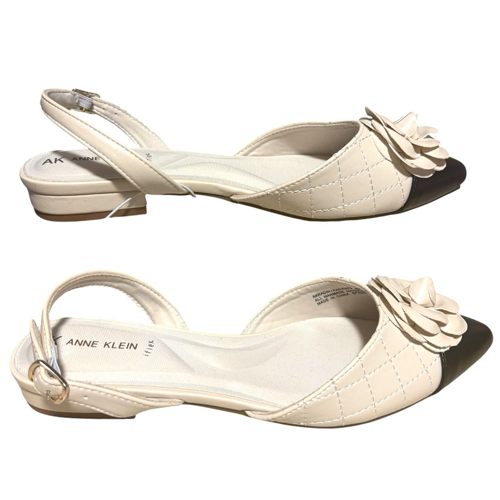 Anne Klein Kadi white and black flat dress shoes Women’s Size 8 New